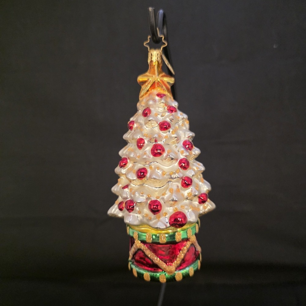 Christopher Radko Rhythm & Spruce 2002 White Christmas Tree Ornament 1011221 - Picture 1 of 9